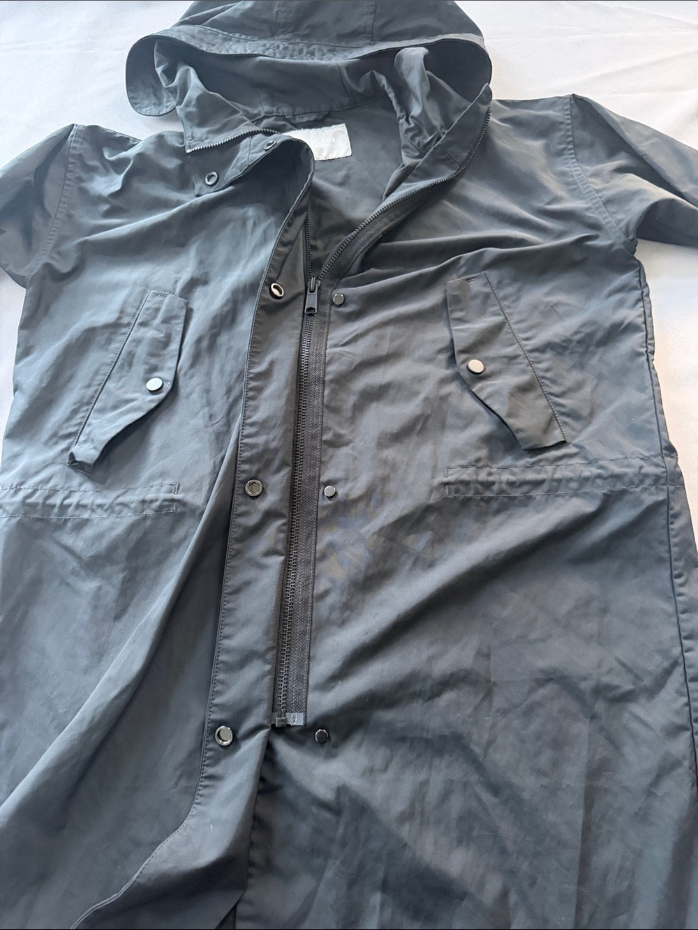 Everlane City Anorak hooded rain Jacket in black minimalist capsule Small - Picture 8 of 12